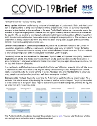 Here Is the Brief for Thursday 13 May 2021. Moray Update Additional Mobile Testing Units Are to Be Deployed in Lossiemouth, Keit