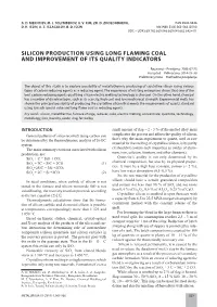 Silicon Production Using Long Flaming Coal and Improvement of Its Quality Indicators