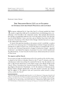 The Trisagion Riots (512) As an Example of Interaction Between Politics and Liturgy