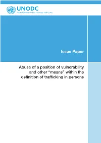 Abuse of a Position of Vulnerability and Other 'Means' Within