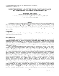 Improved Lumped Parameter Model for Phase Change in Latent Thermal Energy Storage Systems