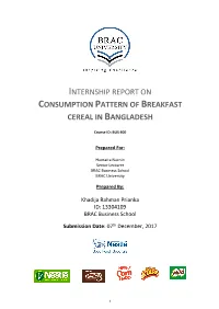 Internship Report on Consumption Pattern of Breakfast Cereal in Bangladesh