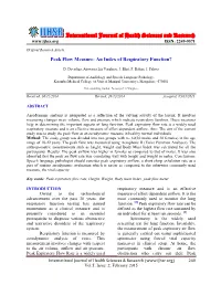 Peak Flow Measure: an Index of Respiratory Function?