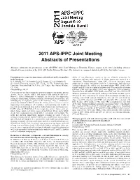 2011 APS-IPPC Joint Meeting Abstracts of Presentations