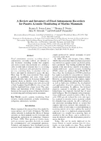 A Review and Inventory of Fixed Autonomous Recorders for Passive Acoustic Monitoring of Marine Mammals Renata S