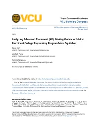 Analyzing Advanced Placement (AP): Making the Nation's Most Prominent College Preparatory Program More Equitable