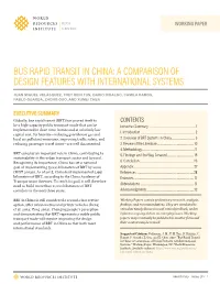 Bus Rapid Transit in China: a Comparison of Design Features with International Systems