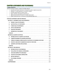 Chapter 8: Exponents and Polynomials