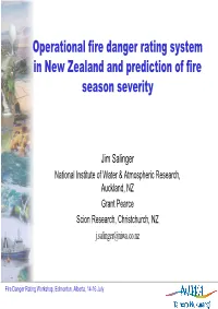 Operational Fire Danger Rating System in New Zealand and Prediction of Fire Season Severity