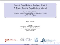 Partial Equilibrium Analysis Part I a Basic Partial Equilibrium Model
