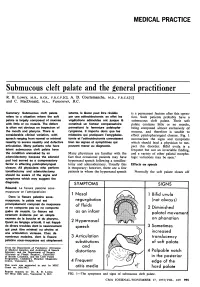 Submucous Cleft Palate and the General Practitioner R