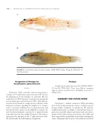 SUMMARY and FUTURE WORK Not Constitute Type Material Because Gill’S (1863) Descrip- Tion Was Clearly Based on a Single Specimen