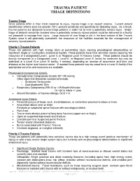 Trauma Patient Triage Definitions