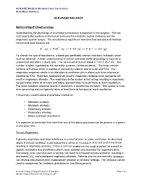 ACS/ASE Medical Student Core Curriculum Acid-Base Balance