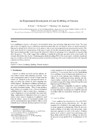 An Experimental Investigation of Laser Scabbling of Concrete