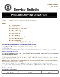Condition/Concern Recommendation/Instructions Warranty Information