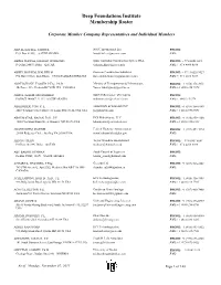 Deep Foundations Institute Membership Roster