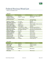 Federal Noxious Weed List Effective As of December 10, 2010