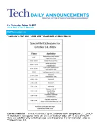 For Wednesday, October 14, 2015 Cycle Day 8 of the 10 Day Cycle
