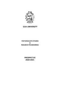 Goa University Prospectus 2020-2021