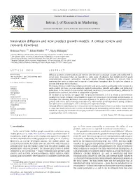 Innovation Diffusion and New Product Growth Models: a Critical Review and Research Directions