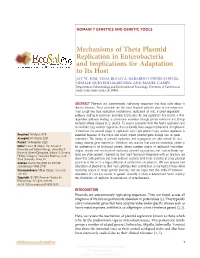 Mechanisms of Theta Plasmid Replication in Enterobacteria and Implications for Adaptation to Its Host JAY W