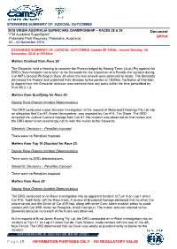 STEWARDS SUMMARY of JUDICIAL OUTCOMES Page