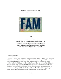 The Food Access Module to the PSID User Guide and Codebook