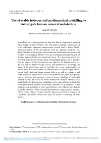 Use of Stable Isotopes and Mathematical Modelling to Investigate Human Mineral Metabolism