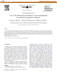Use of the Hermann Grid Illusion in the Measurement of Contrast Perception in Dyslexia