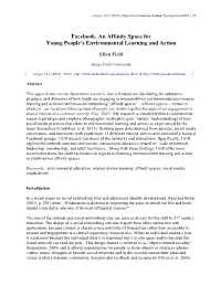 An Affinity Space for Young People's Environmental Learning and Action