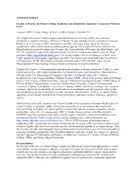 Faculty of Practice in Climate Change, Resilience and Adaptation