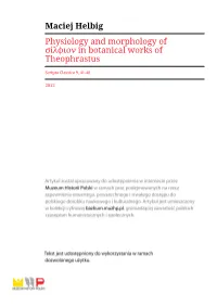 Maciej Helbig Physiology and Morphology of Σίλφιον in Botanical Works of Theophrastus