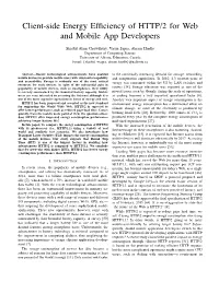Client-Side Energy Efficiency of HTTP/2 for Web and Mobile App