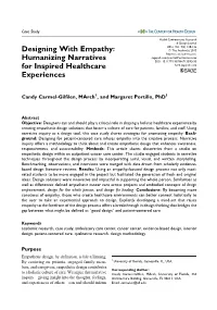 Designing with Empathy: Humanizing Narratives for Inspired Healthcare