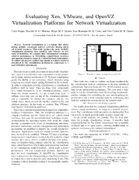 Evaluating Xen, Vmware, and Openvz Virtualization Platforms for Network Virtualization