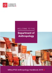 Mres/Phd Anthropology Handbook 2019 Dates for Your Diary 2019/20