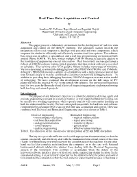 Real Time Data Acquisition and Control by Jonathan W