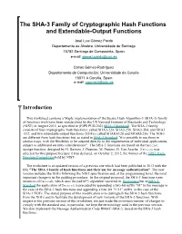 SHA-3 Family of Cryptographic Hash Functions and Extendable-Output Functions
