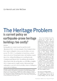 The Heritage Problem: Is Current Policy on Earthquake-Prone