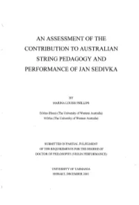 An Assessment of the Contribution to Australian String Pedagogy and Performance of Jan Sedivka