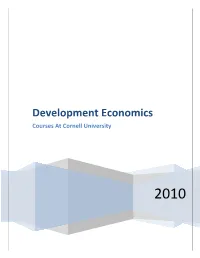 Development Economics Courses at Cornell University