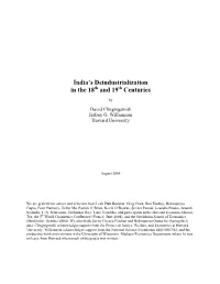 India's Deindustrialization in the 18Th and 19Th Centuries