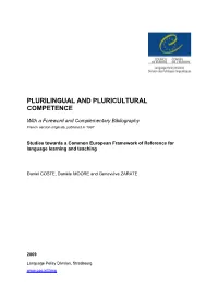 Plurilingual and Pluricultural Competence