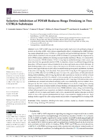 Selective Inhibition of PDE4B Reduces Binge Drinking in Two C57BL/6 Substrains