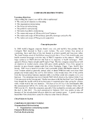 1 CORPORATE RESTRUCTURING Learning Objectives After Reading