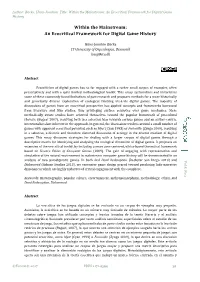An Ecocritical Framework for Digital Game History
