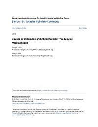Causes of Imbalance and Abnormal Gait That May Be Misdiagnosed