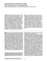 Functional Studies of the Domains of Talin