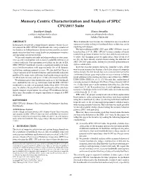 Memory Centric Characterization and Analysis of SPEC CPU2017 Suite